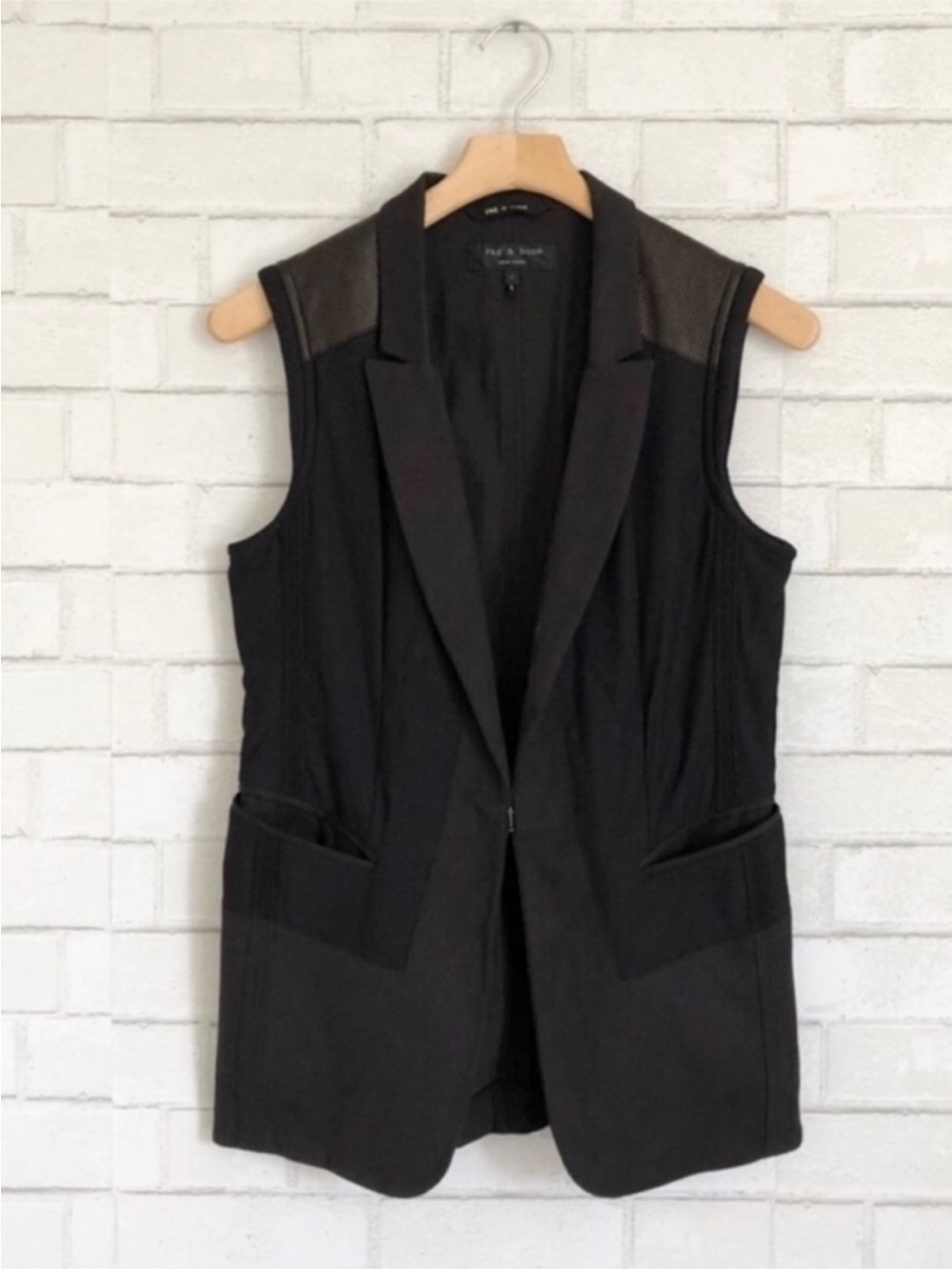 rag & bone Black Sleeveless Blazer Vest